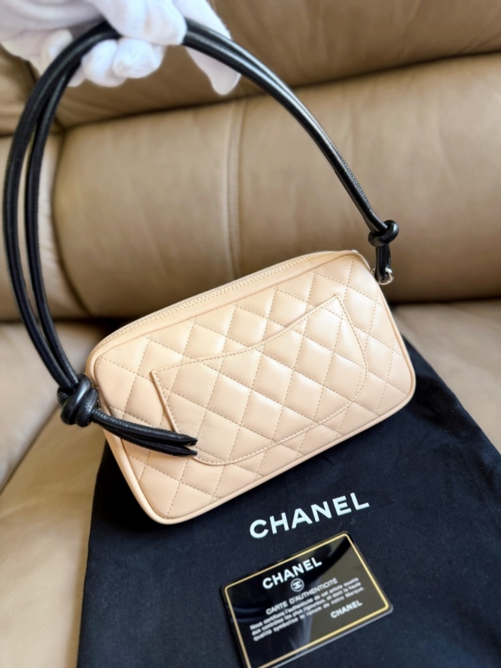 Chanel Classic CC Logo Cambon Pochette Quilted Leather Small Shoulder Bag Black - Picture 2 of 15